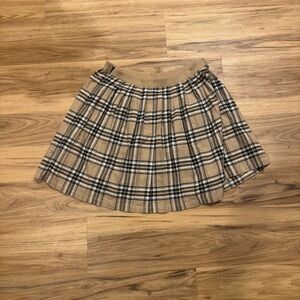 SHEIN Tan and Black Plaid Skater Skirt